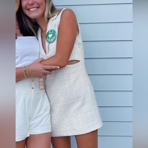 ZARA Tweed/textured Cut-Out Mini Dress